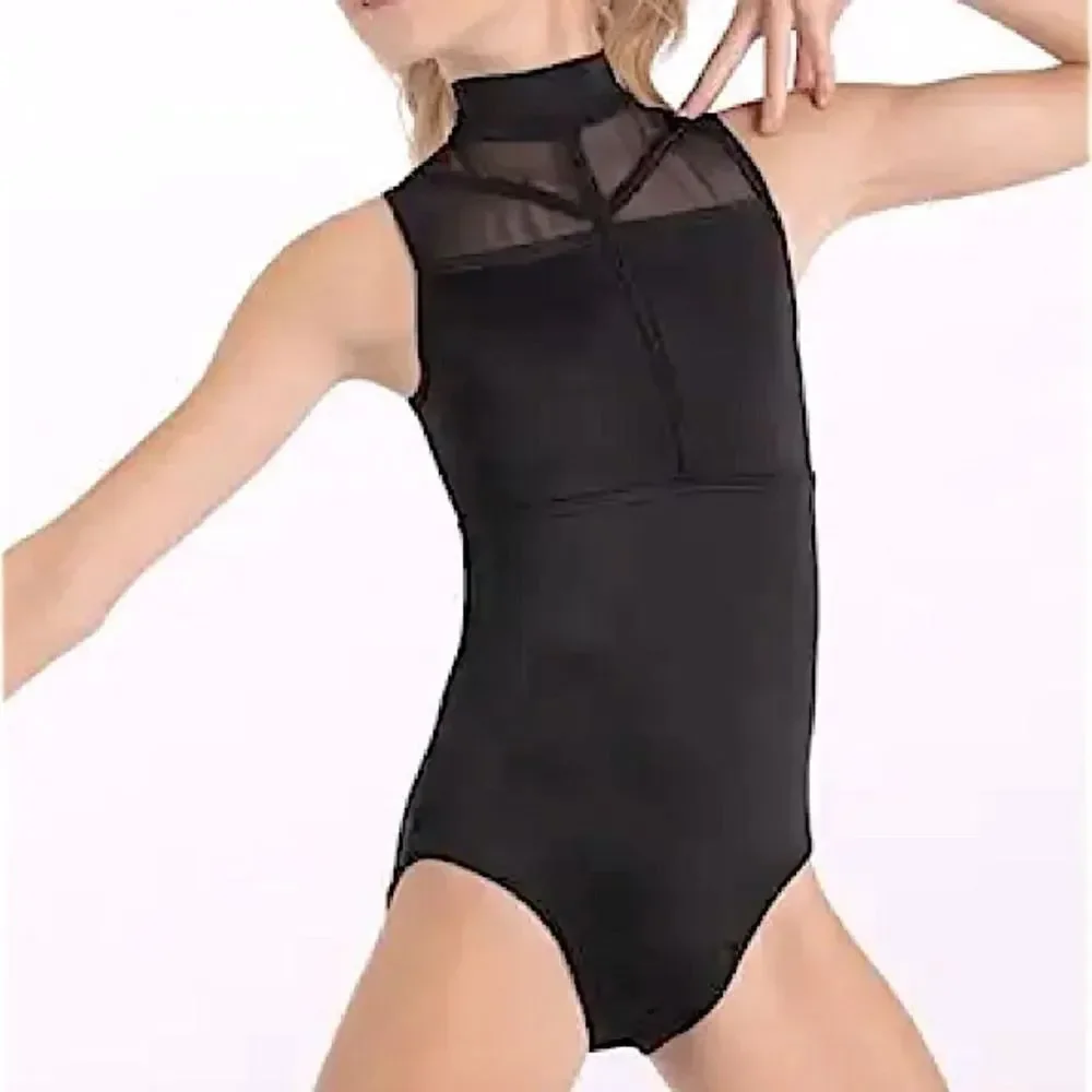 WEISSMAN Dance solo custom black rhinestone Caged illusion Leotard 14591 MC